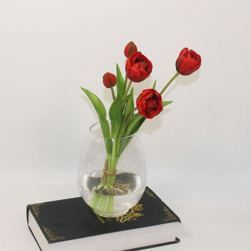 Artificial 5 Heads Tulip Flower Bouquet Soft Rubber Bloomed Tulip Home Wedding Decoration