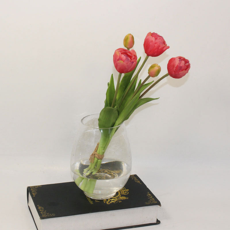 Artificial 5 Heads Tulip Flower Bouquet Soft Rubber Bloomed Tulip Home Wedding Decoration