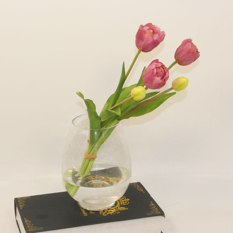 Artificial 5 Heads Tulip Flower Bouquet Soft Rubber Bloomed Tulip Home Wedding Decoration