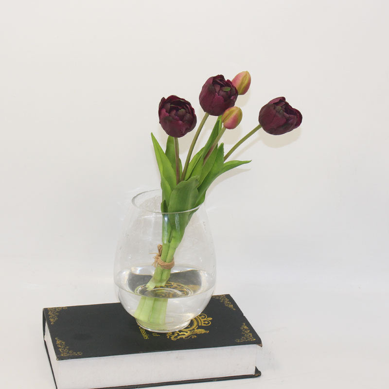 Artificial 5 Heads Tulip Flower Bouquet Soft Rubber Bloomed Tulip Home Wedding Decoration