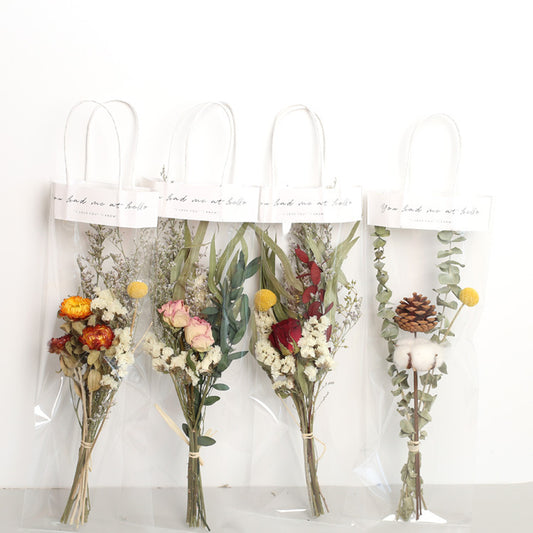 Dried Flower Bouquet Natural Forget me not Daisy Rose Sunflower Flower Gift bag