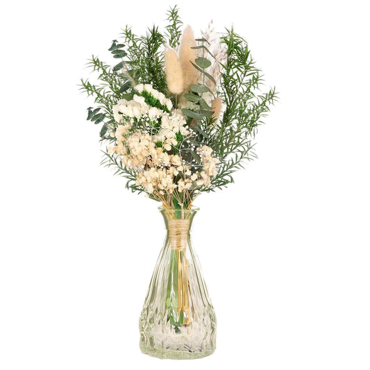 Dried White Babysbreath Green leaves Flower Bouquet Real Flower Gypsophila