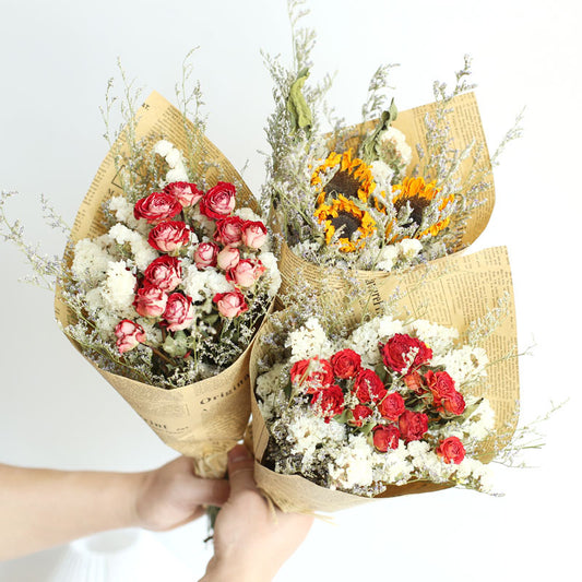 Dried Flower Rose Forget Me Not Sunflower Lover Grass Flower Bouquet Real Flower Gifts