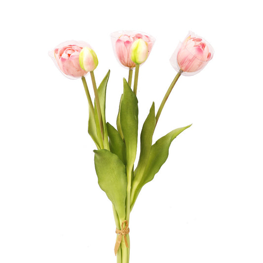 Artificial 5 Heads Tulip Flower Bouquet Soft Rubber Bloomed Tulip Home Wedding Decoration